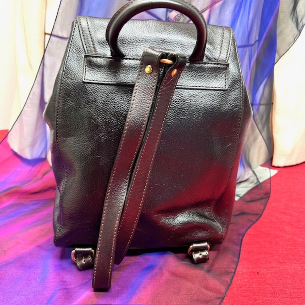France Made Didier Lamarthe Back Pack Dark Chocolate Brown + FREE Chiffon Scarf - Picture 7 of 16